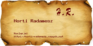 Horti Radamesz névjegykártya